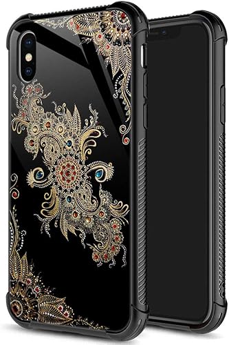 funda para iPhone XXS, vidrio templado 9H, diseños para niñas y mujeres, de silicona suave TPU, resistente a los golpes, de 5.8 pulgadas, Mandala de