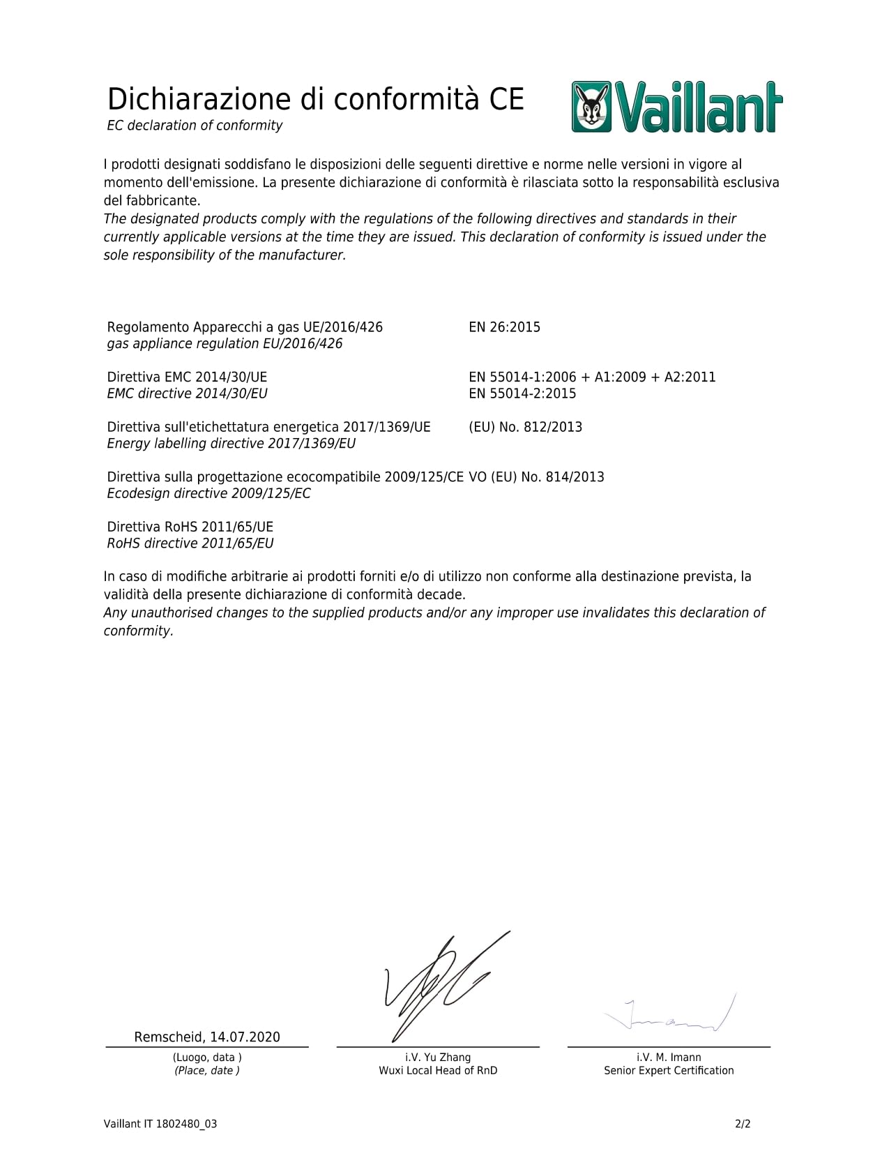Calentador de gas Villant modelo ATMOMAG MINI 114/1 GPL