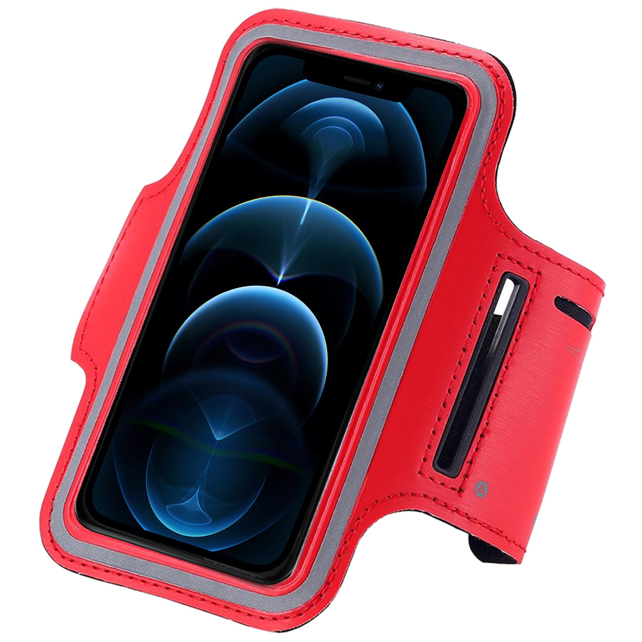 Nplus India Sports Armband for Apple iPhone 11 Pro Max - Sleek Red, Secure Fit, Adjustable Strap, Headphone Access, Key Pocket - Ideal for Running, Gym, and Outdoor Activities