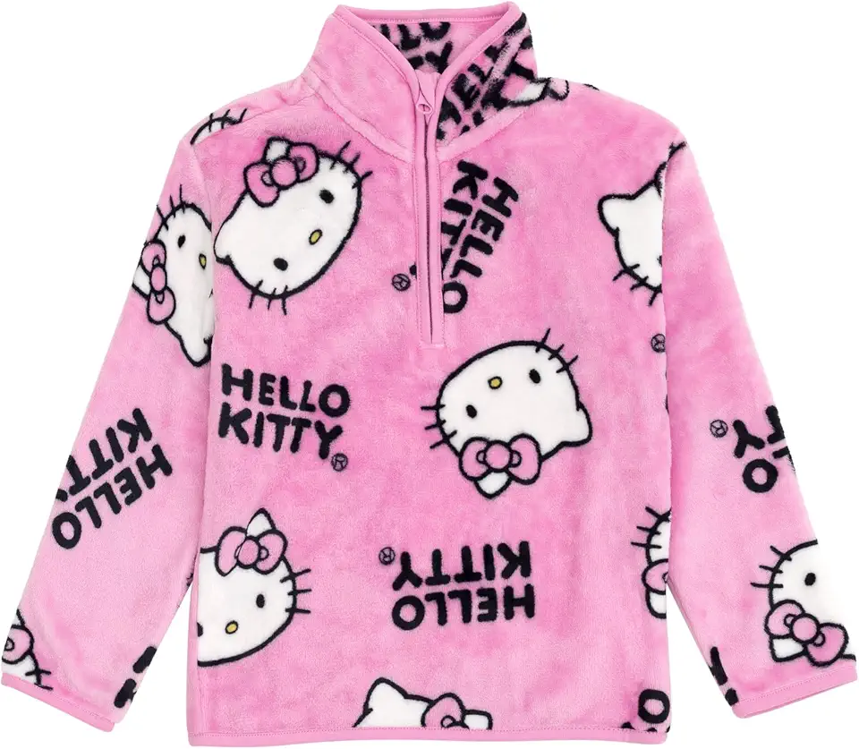 Hello Kitty Girls Half Zip Woobie Sweatshirt Toddler to Big Kid Sizes (2T - 14-16)