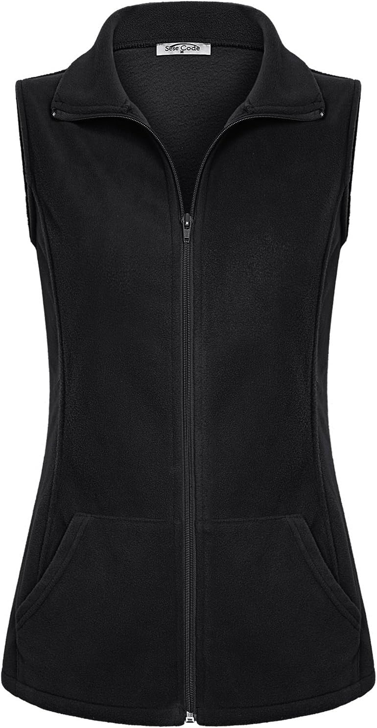 SeSe Code Women’s Casual Zip Up Front Lightweight Fleece Vest with Pockets SeSe Code Women’s Casual Zip Up Front Lightweight Fleece Vest with Pockets