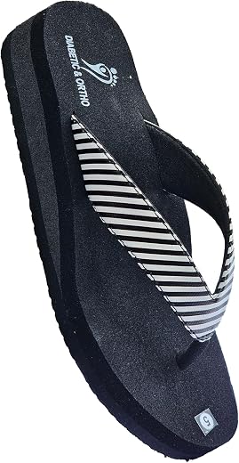 Medofoot Diabetic and Orthopedic Footwear, Black, Women's Wide Soft Flip Flop, Lightweight, Arch Support