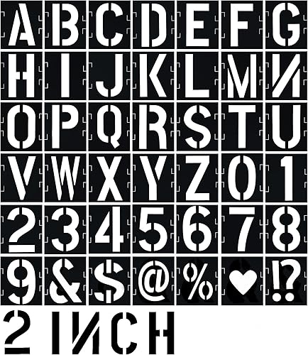 Plantillas de letras de 2 pulgadas, 42 piezas, plantillas reutilizables, números de símbolo, kit de plantillas entrelazadas, plantillas de números