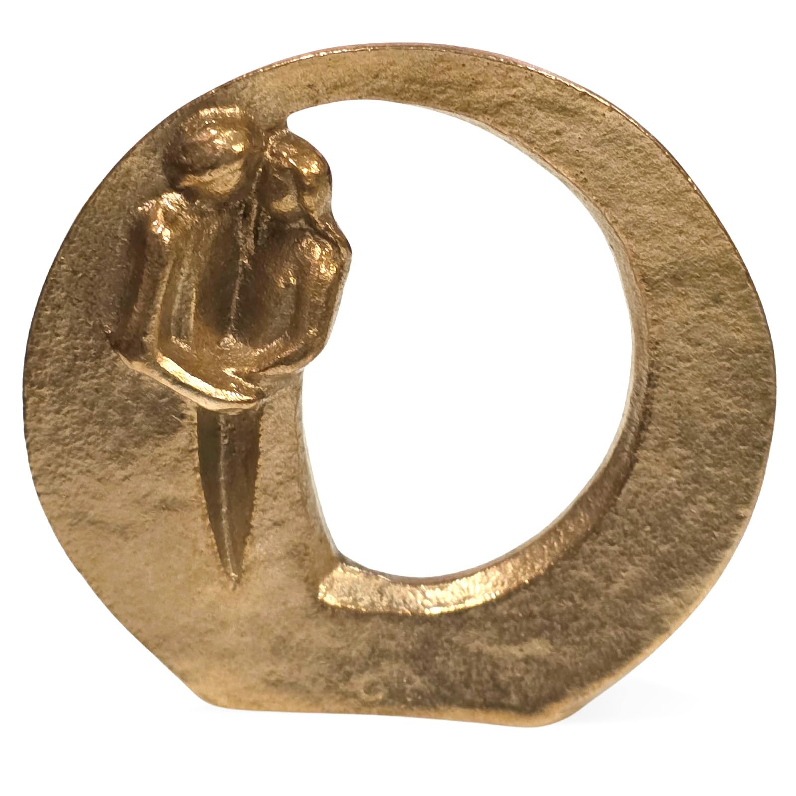 Herzmensch Mann und Frau Skulptur klein und Gold aus massiver Bronze 8 cm Liebe Brautpaar Liebespaar Figur als Geschenk zur Hochzeit, Jahrestag oder Valentinstag für Paare