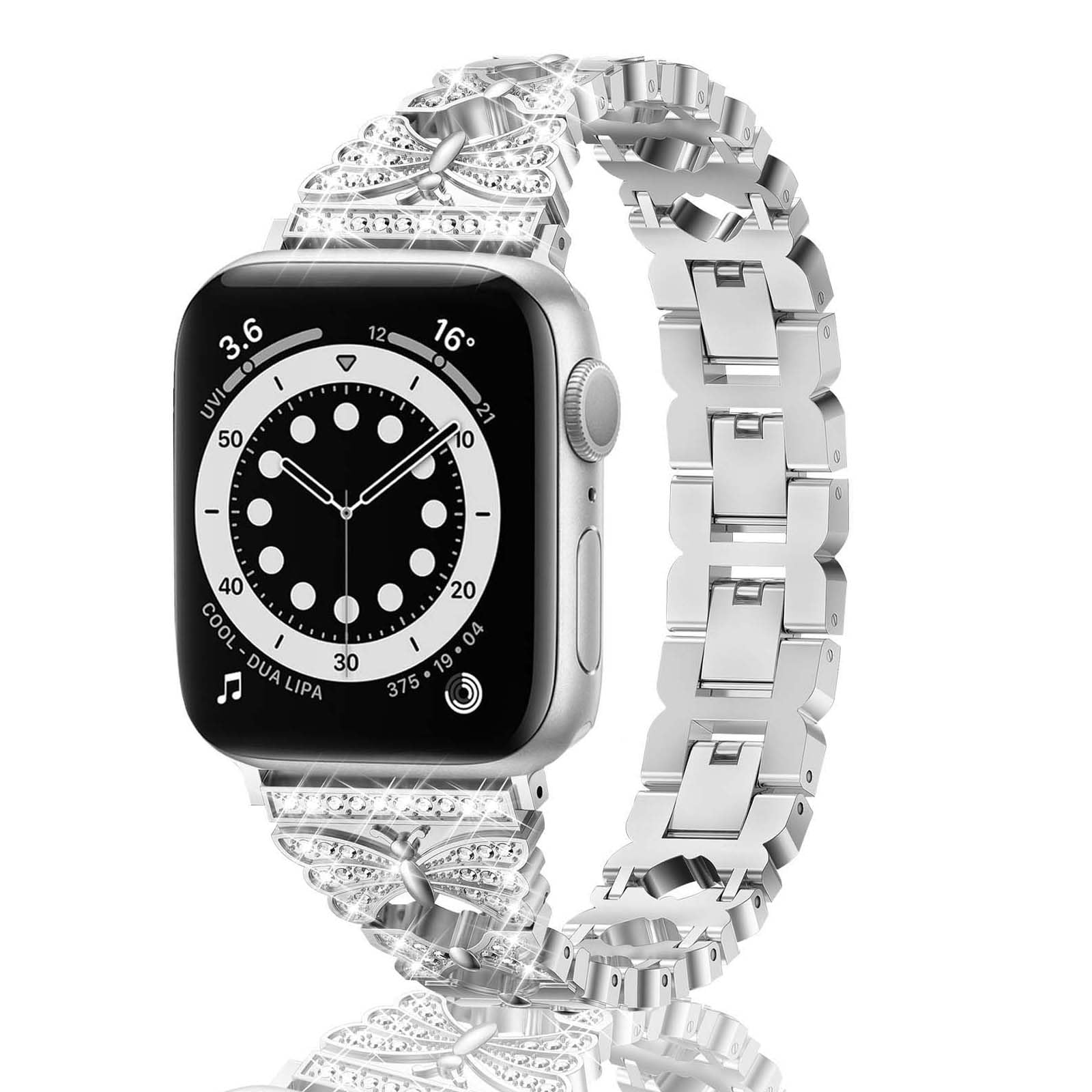 HAYONLIY Compatible for Apple Watch Band 38mm 40mm 41mm 42mm 44mm 45mm 49mm, Diamond Butterfly Jewelry Metal Strap for Women, Easy Adjustable Bling Bracelet for iWatch Series 8 7 6 5 4 3 2 1 SE Ultra