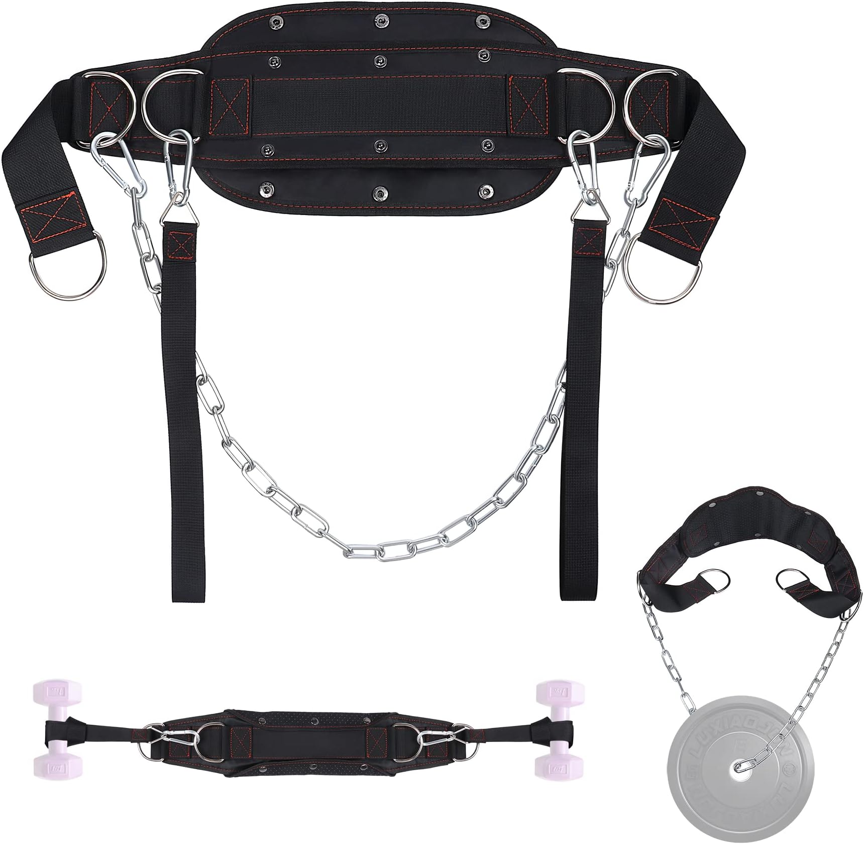 Dip Belt & Hip Thrust Belt, Achwishap 2 in 1 Fitness Belt for Gym Weightlifting, Pullup, Squat and Hip Thrust, Exercise Strap with Chain, D Rings, Folding Width for Multiple Needs