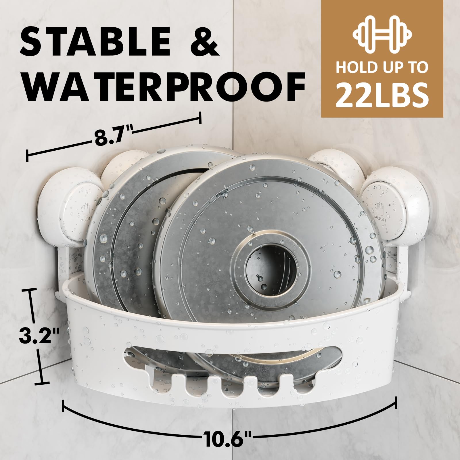 Mensola Doccia Con Ventosa - Portaoggetti Da 10kg, Senza Foratura, Per Bagno E Cucina