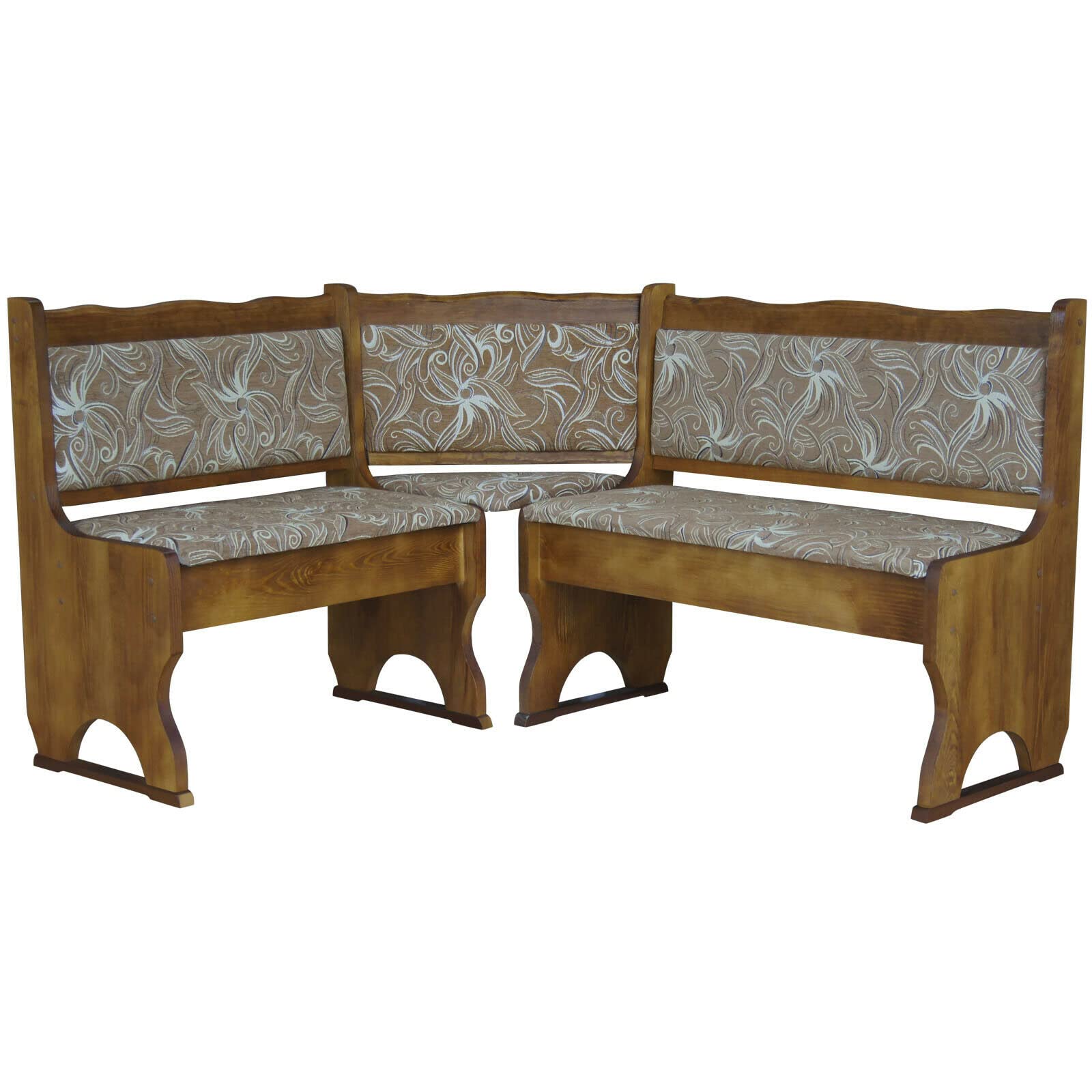 k koma Imbottitura Panca angolare in legno di pino, colore rovere con imbottitura in legno massello – nuovo fiore chiaro (160 x 200)