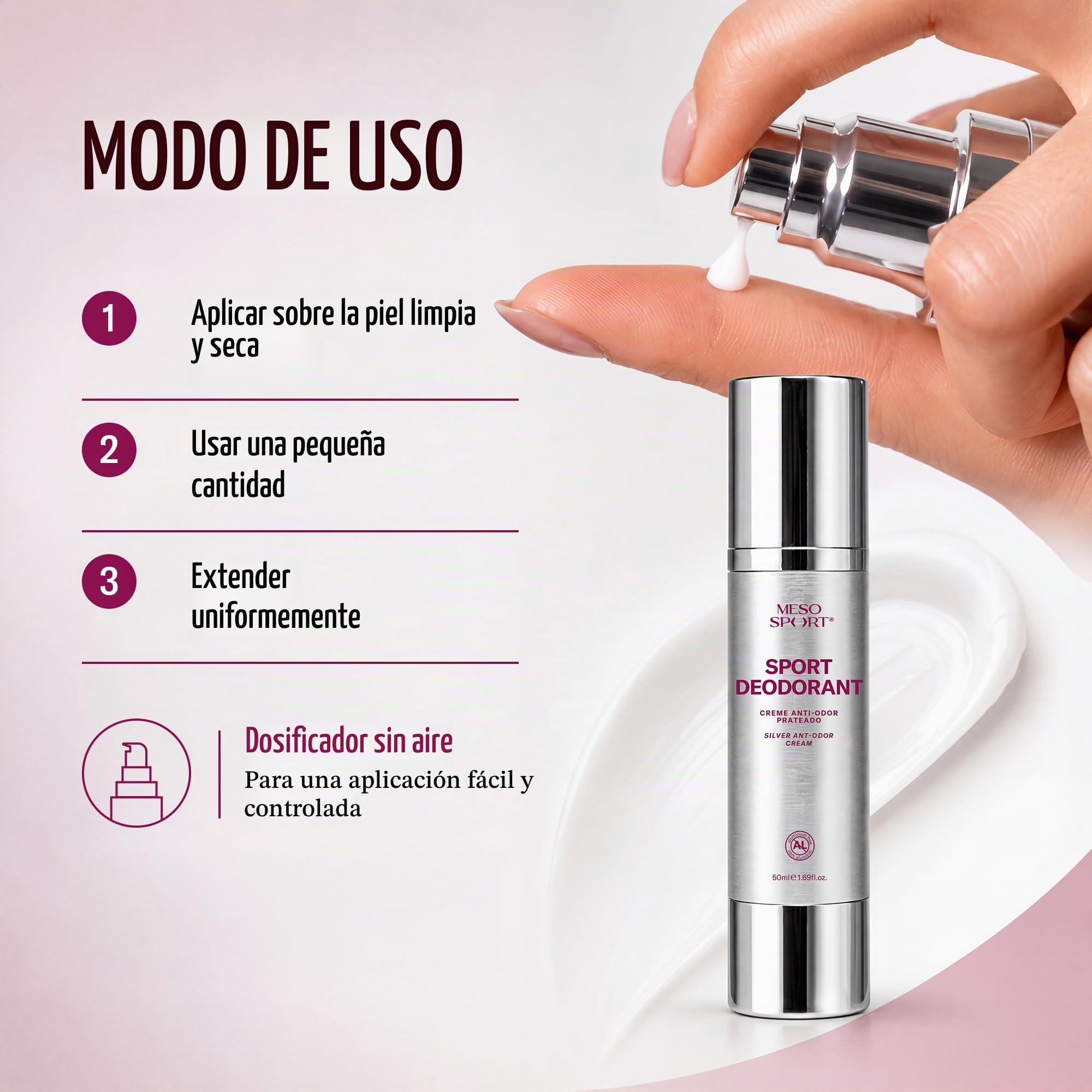 Sport Deodorant Crema Desodorante sin Aluminio con Tecnología de Plata para Estilos Activos, 50 ml