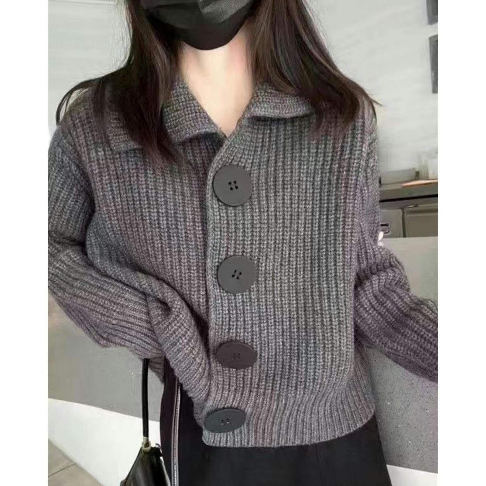 TEidea Rebeca Mujer Verano Cárdigan De Punto Elegante Y Acogedor para Mujer: Cuello Vuelto, Botones Grandes Y Corte Holgado para Un Estilo Invernal Elegante