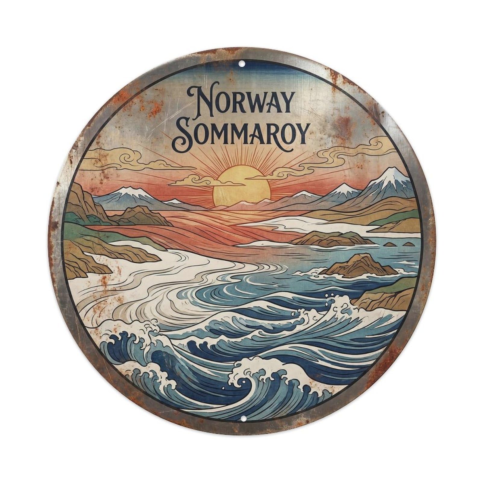 Sommaroy Arctic Norwegian Ukiyoe Style Classic Scenery Metal Tin Sign