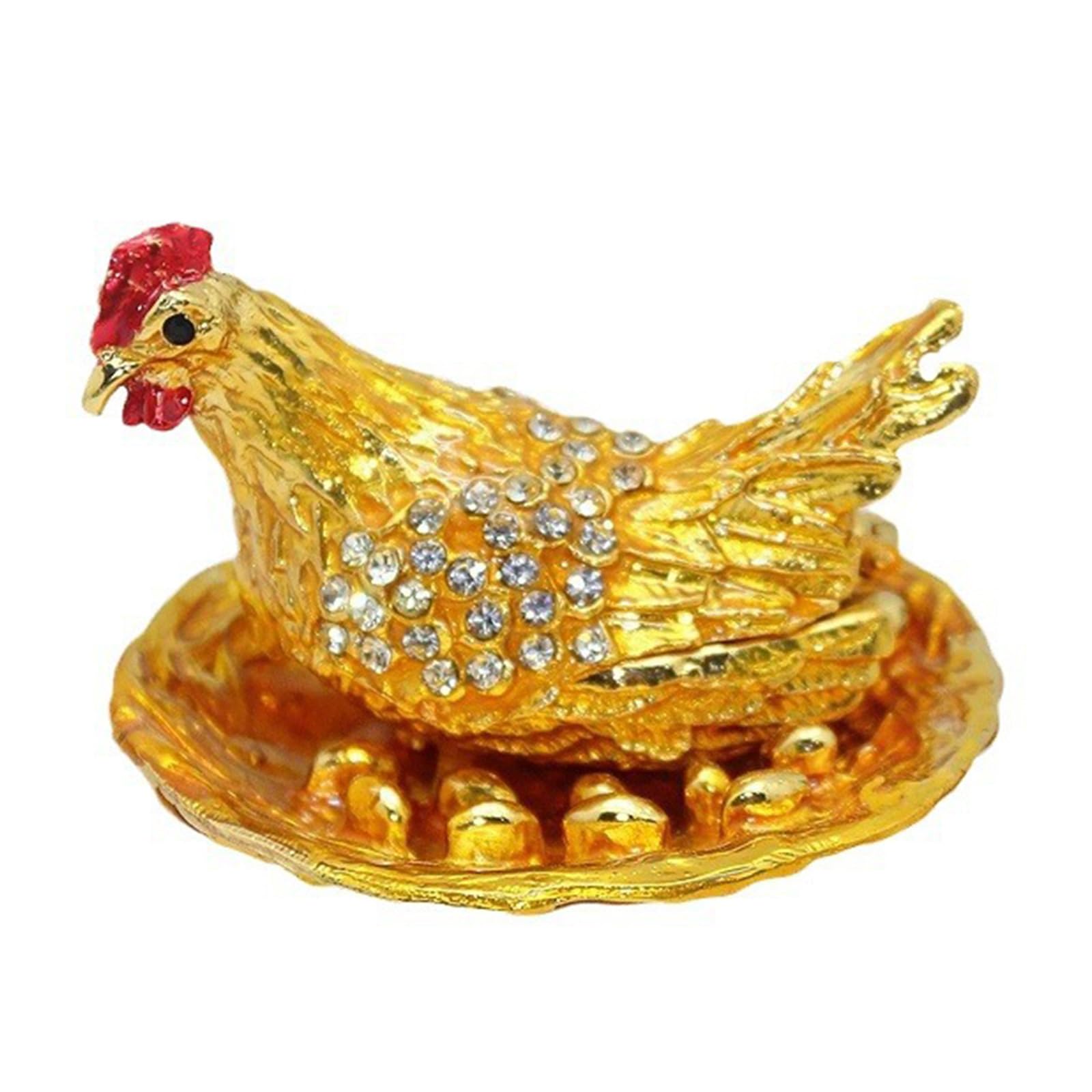 Statuettes traditionnelles chinoises de poules en métal noble Fengshui