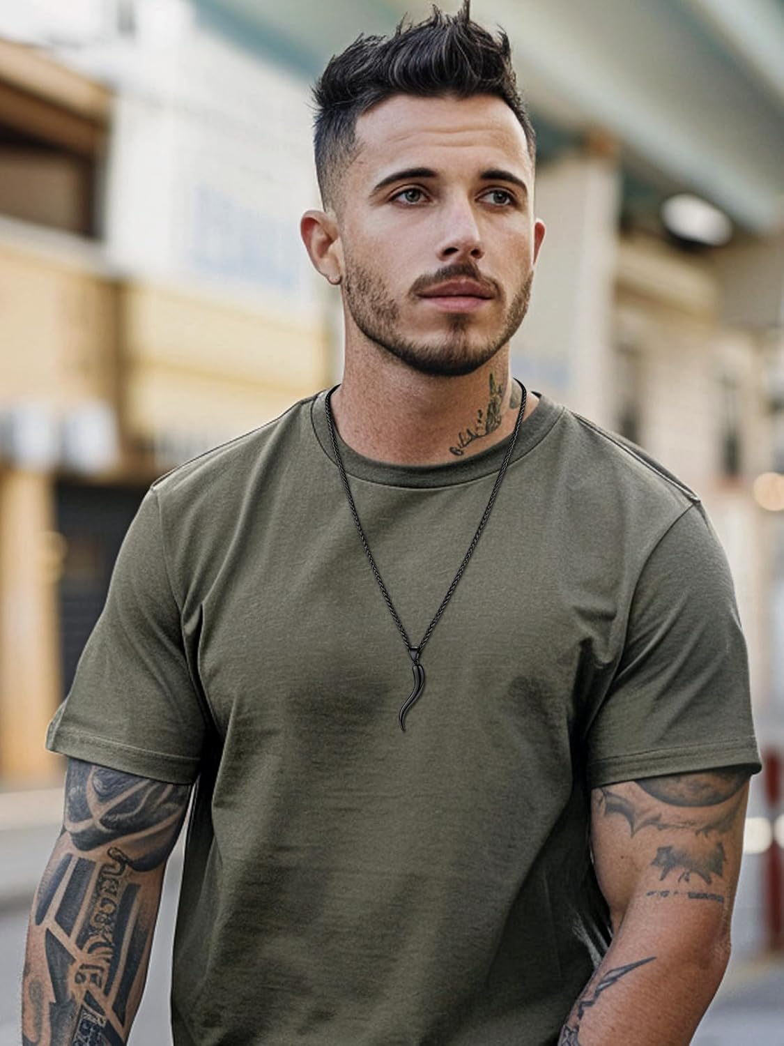 FaithHeart Italian Horn Pendant Necklace for Women Men Silver/Black/Gold Plated Stainless Steel Cornicello Necklace Protection Necklace Chains with Pendant Italian Charm Talisman with Gift Box - Image 4