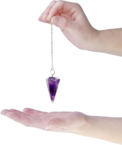 Miniatura 4 de Péndulo hecho de cristales de piedras preciosas naturales para radiestesia adivinación chakra reiki. puntiagudos con cadena y bolsa de joyería, Gema