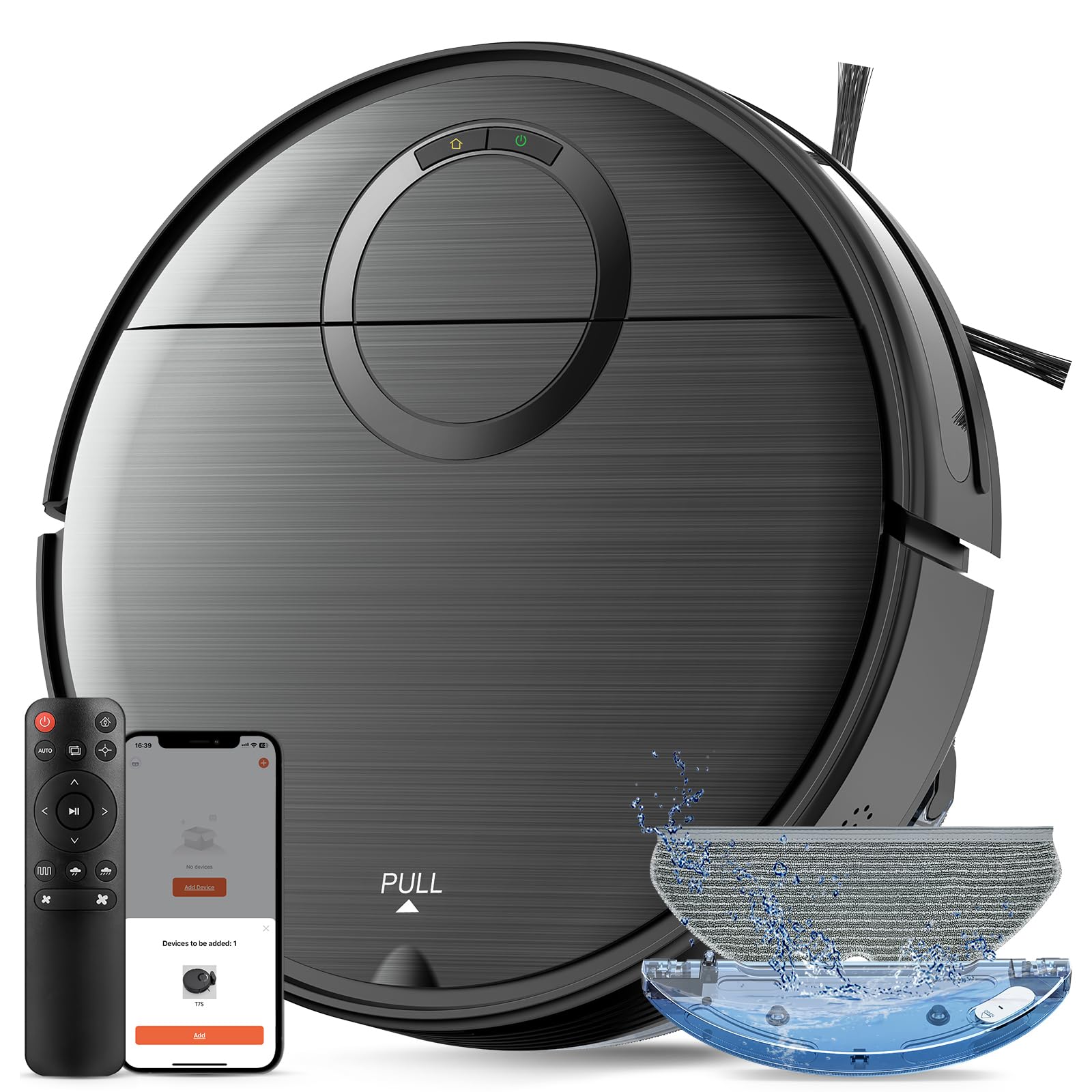 Robot Vacuum and Mop Combo, 2 in 1 Mopping Robotic Vacuum Cleaner with Schedule, Wi-Fi/App/Remote, Strong Suction, Self-Charging, Slim, Ideal for Hard Floor, Pet Hair, Low-Pile Carpet