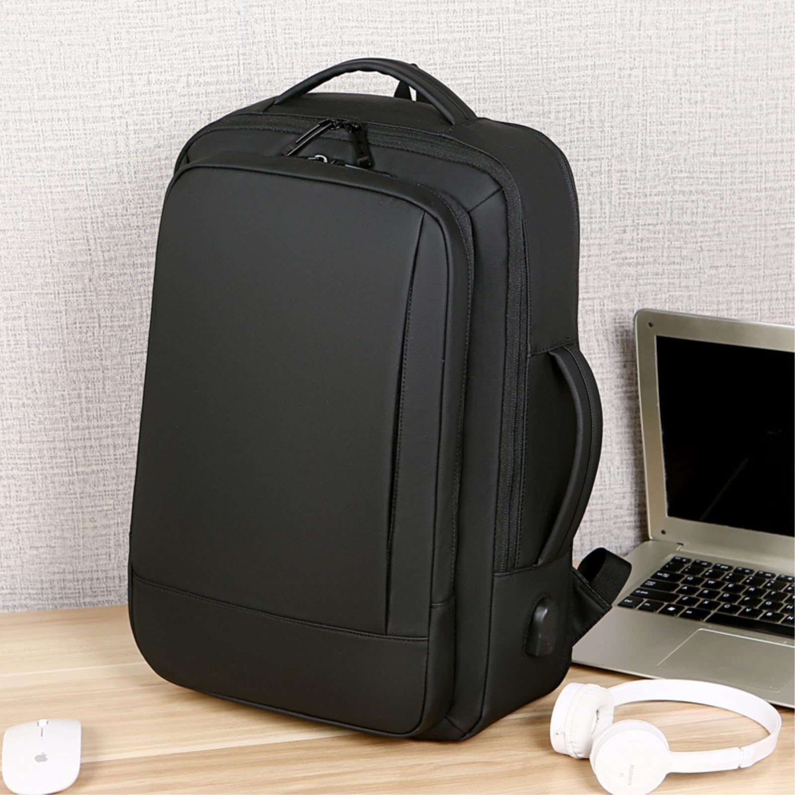 Zaino da Viaggio 1pcs Espandibile, Uomo Casual per Affari, Tessuto Impermeabile, Adatto I Pendolari Giornalieri-Black