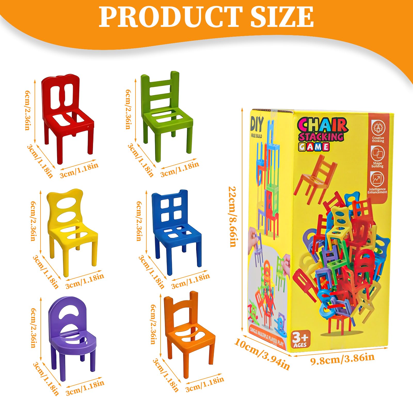 Jeu D'Équilibre 18 Chaises Empilables En Plastique - Tour De Chaises Multijoueur Enfants