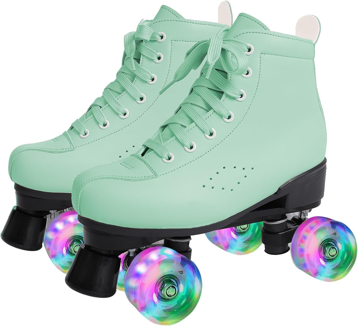 Patines clásicos para mujeres y niñas, patines clásicos de doble fila con 4 ruedas brillantes para hombre, patines de piel sintética para