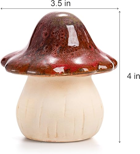 Miniatura 2 de Peohud Paquete de 6 hongos de cerámica para jardín, adorno de césped, decoración de estatua de hongo para jardín de hadas, patio, interior,