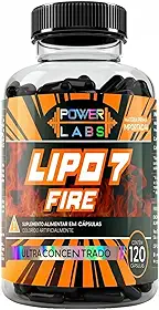 Lipo 7 Fire, Termogênico (Melhor que Lipo 6 Black) Cafeína e Carnitina, Ultra Concentrado, 120 Cápsulas - Power Labs