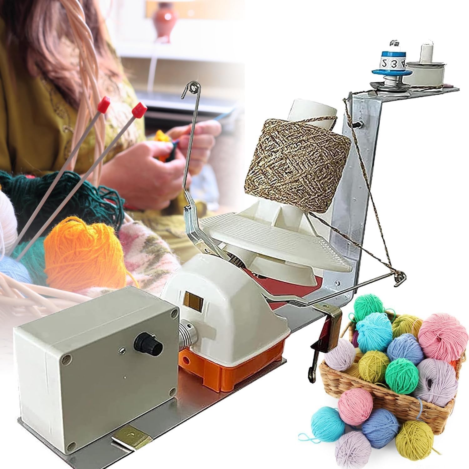 Bobinadora De Hilo De Gran Capacidad De 500 G For Crochet Y Tejido - Rodillo De Tejido Eléctrico Con Velocidad Ajustable, Hilo Metálico, Lana, Nailon,Herramienta Perfecta For Manualidades De Bricolaje