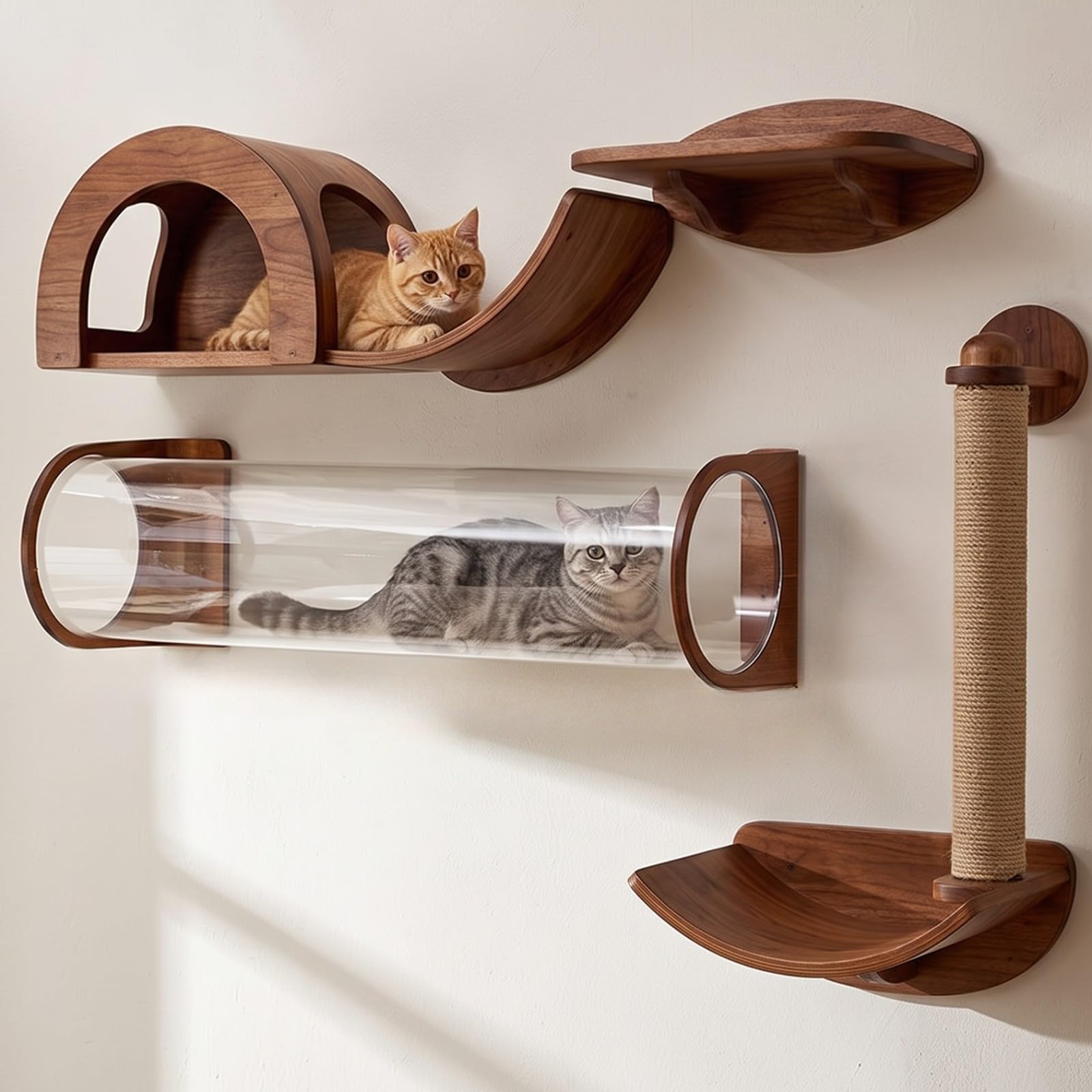 Rascador Pared para con te y Anillos Mara Estructura Elevada para Ejercicio y scanso Accesorio Funcional para Sala Estar y Mascotas Medida,