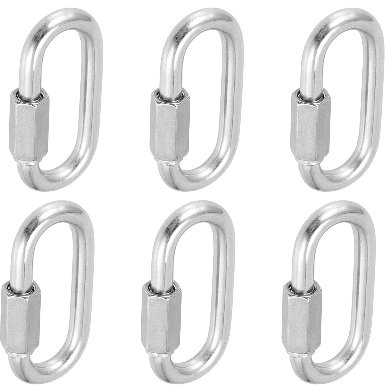 Produktbild von 8x Edelstahl-Karabiner M6 – Schraubverschluss, 350 Kg Traglast, Für Camping, Hängematte, Hunde-Leine & Mehr