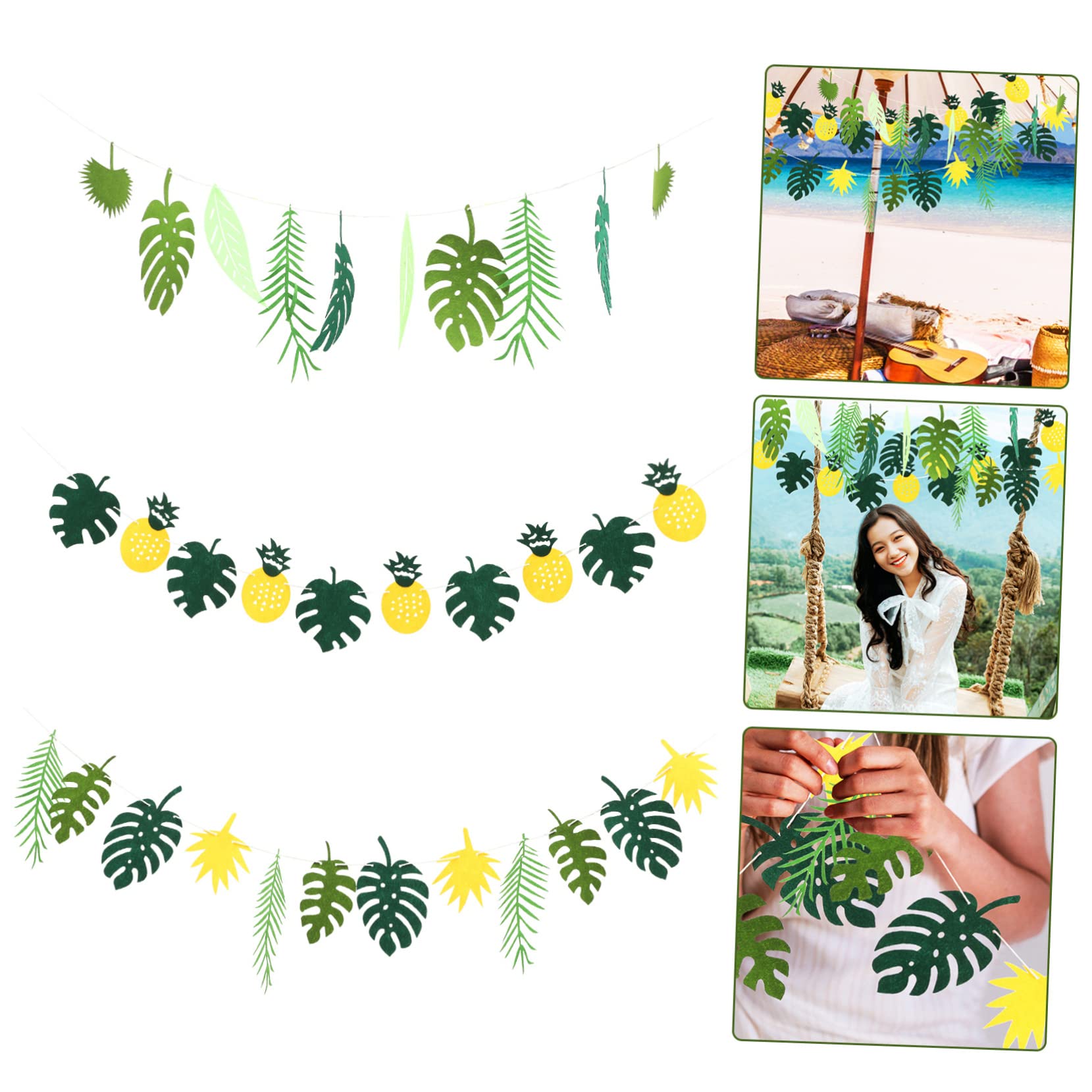 4sätze Tropisches Dekorationsset Mit Palmenblättern Teiliges Banner Für Hawaii-Party Hochzeiten Und Sommerfeste Installieren Auffällige Deko Für