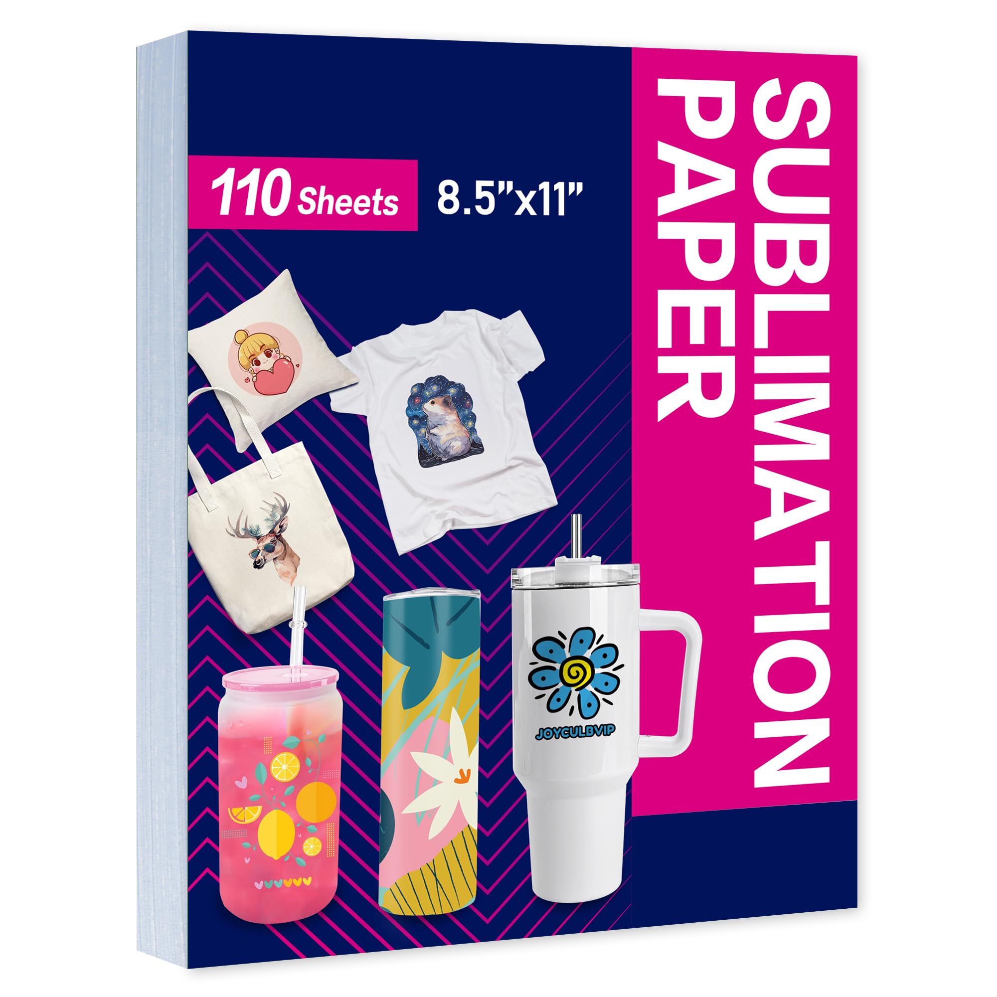 Joyclub Sublimation Paper 8.5x11 Inch 110 Sheets Compatible with Sublimation Printer and Sublimation Ink for Mugs Tumblers T-Shirts Light Fabric Tote Bags and Other Blanks Products