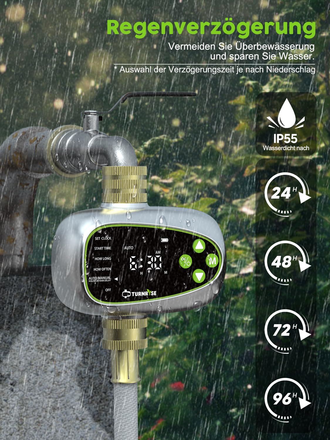 Programmateur Arrosage Automatique avec Entrée et Sortie en Laiton et Retard de Pluie
