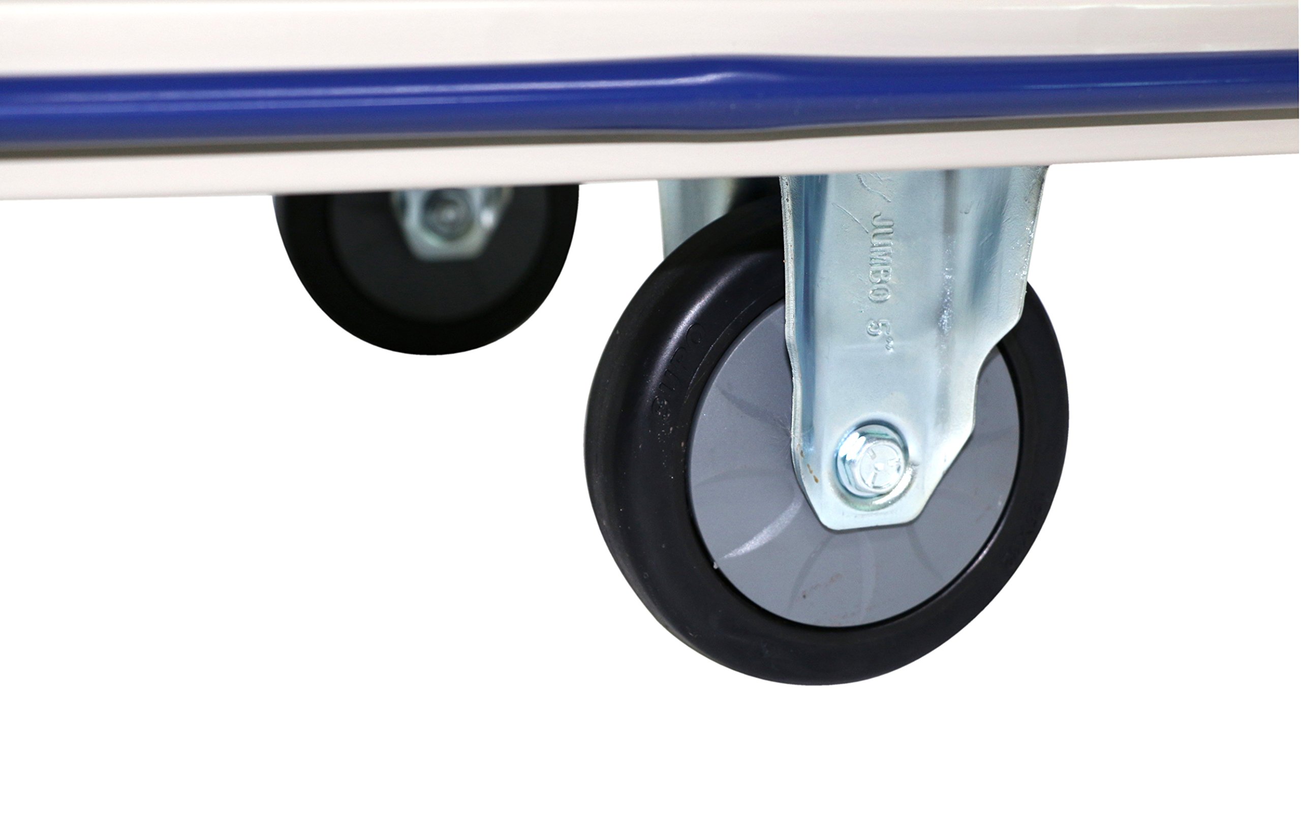 GW-213 Chariot de stockage grillagé à plateforme, en acier inoxydable plaqué zinc, avec charge maximale de 370 kg, 96 x 61 x 100 cm (largeur x profondeur x hauteur), Bleu