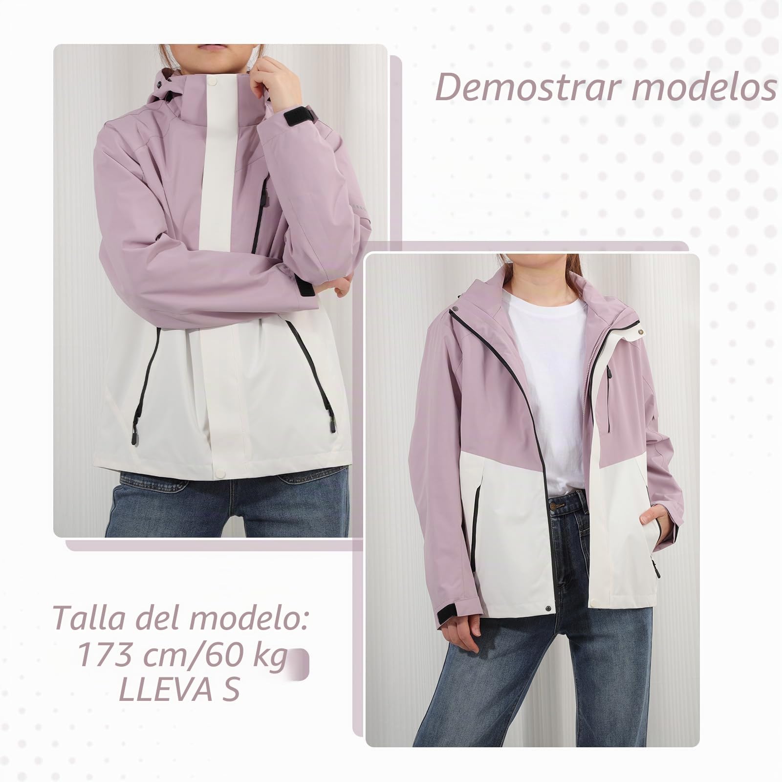 Chaqueta Impermeable para Mujer Chubasquero de Montaña para Exteriores Chaqueta Cortavientos Causal Hooeded
