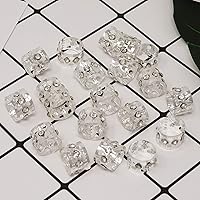 Vista 6 de Honbay 20 piezas de anillos de pelo de diamantes de imitación plateados para rastas trenzadas para el cabello, joyería para el cabello trenzado
