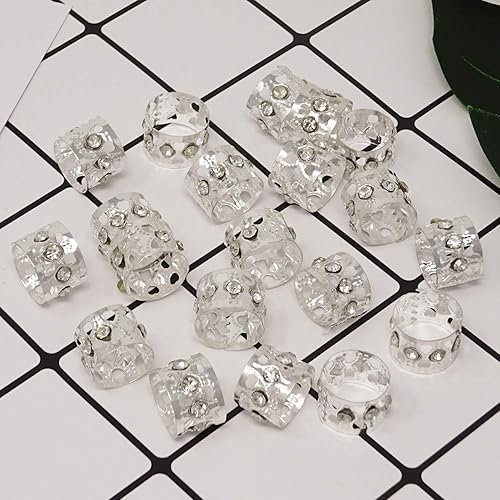 Miniatura 6 de Honbay 20 piezas de anillos de pelo de diamantes de imitación plateados para rastas trenzadas para el cabello, joyería para el cabello trenzado