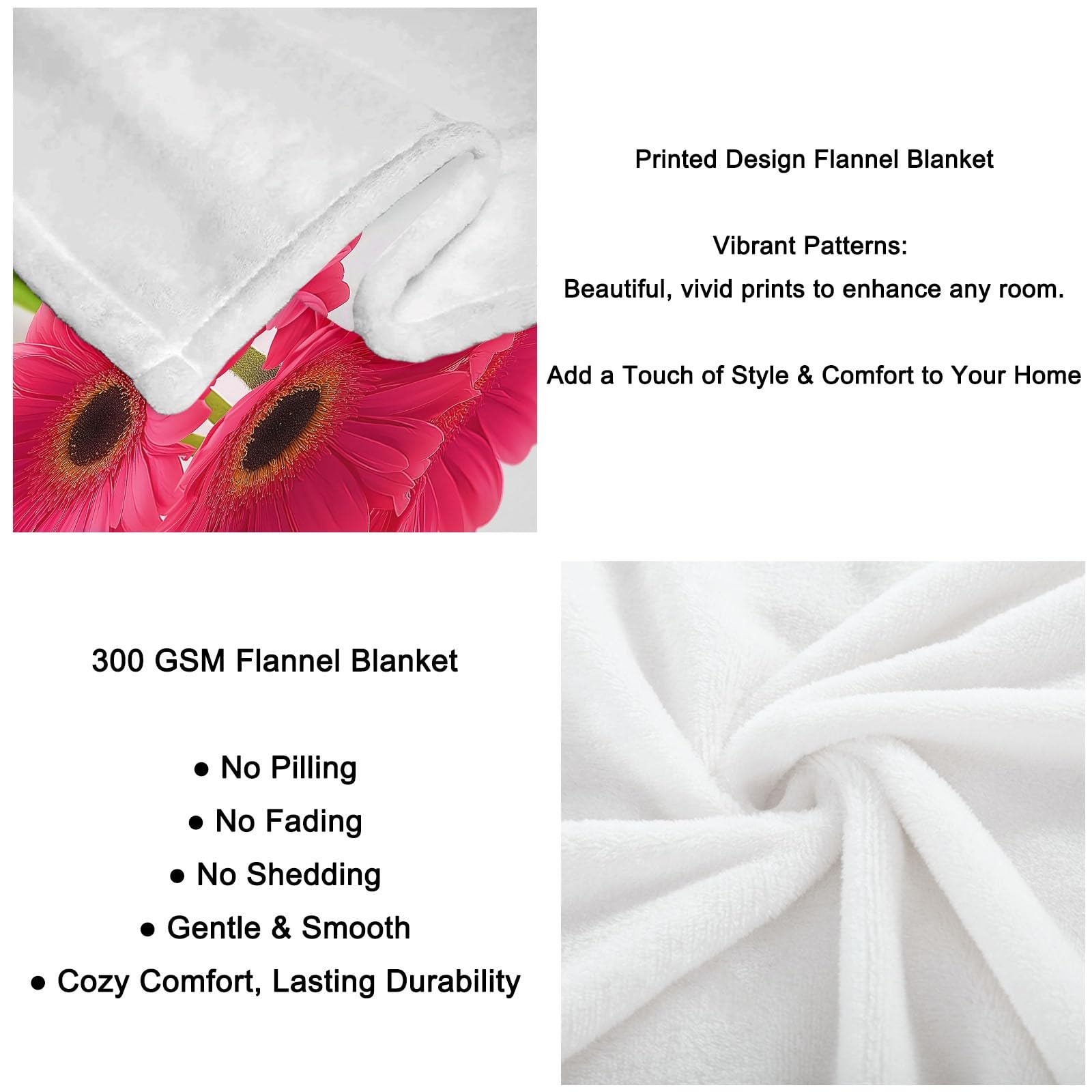 Ciepła flanelowa różowa gerbera, bukiet sherpa koc, 221 x 239 cm, miękki, przytulny, realistyczny koc do fotografii, pluszowy, flanelowy, polarowy, 220 x 240 cm, dla dziewcząt, dzieci, dorosłych, na