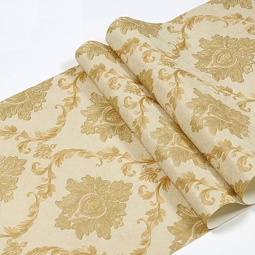 Miniatura 1 de Q QIHANG Papel tapiz de PVC de damasco de flores 3D de lujo europeo para dormitorio, sala de estar, fondo de televisión, decoración retro del hogar,
