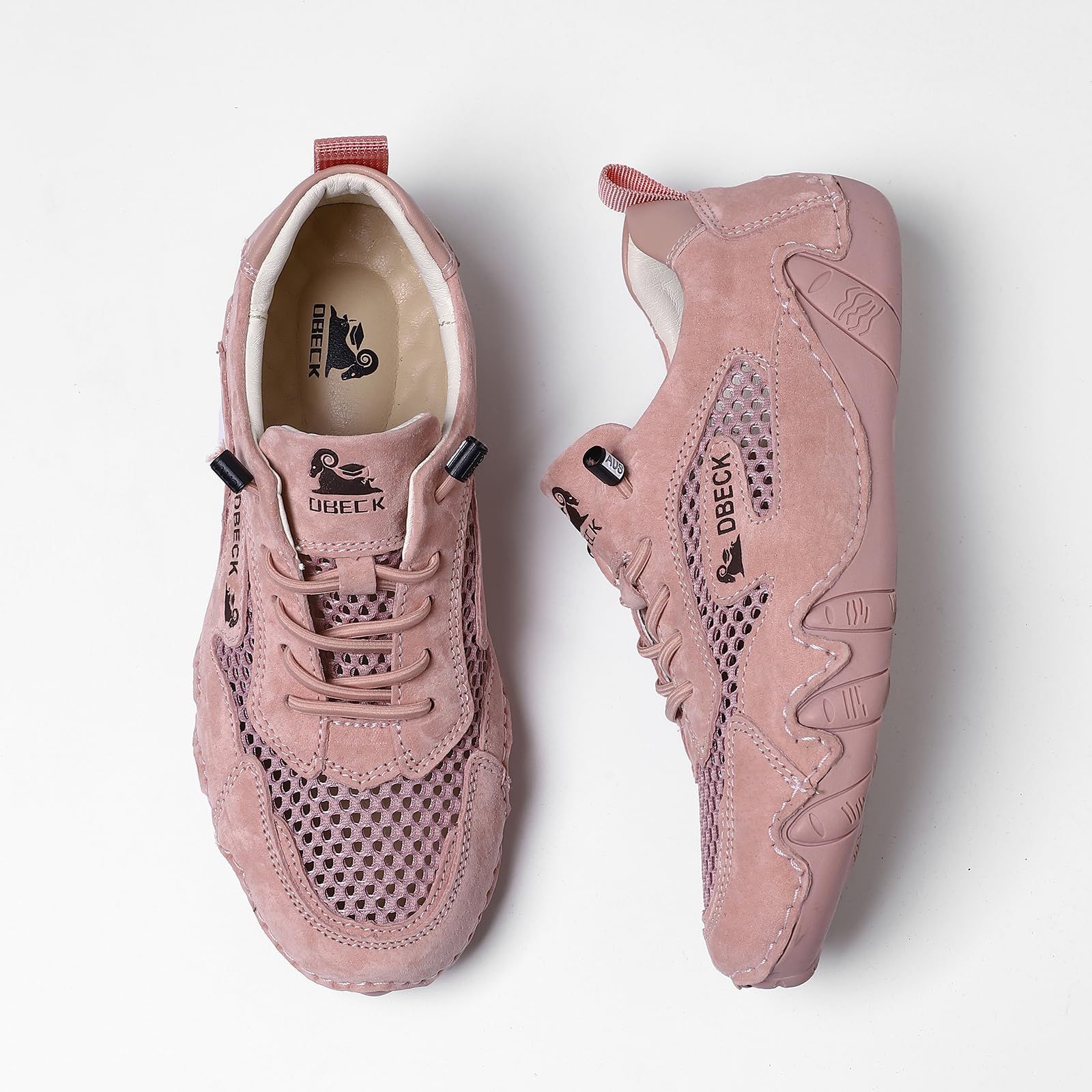 JishinGal Women Outdoor Mesh Trail Shoes for Hiking & Walking Women's Summer Sports Shoes Breathable Mesh Non-Slip Lightweight Casual Sneakers, Pink, 9.5