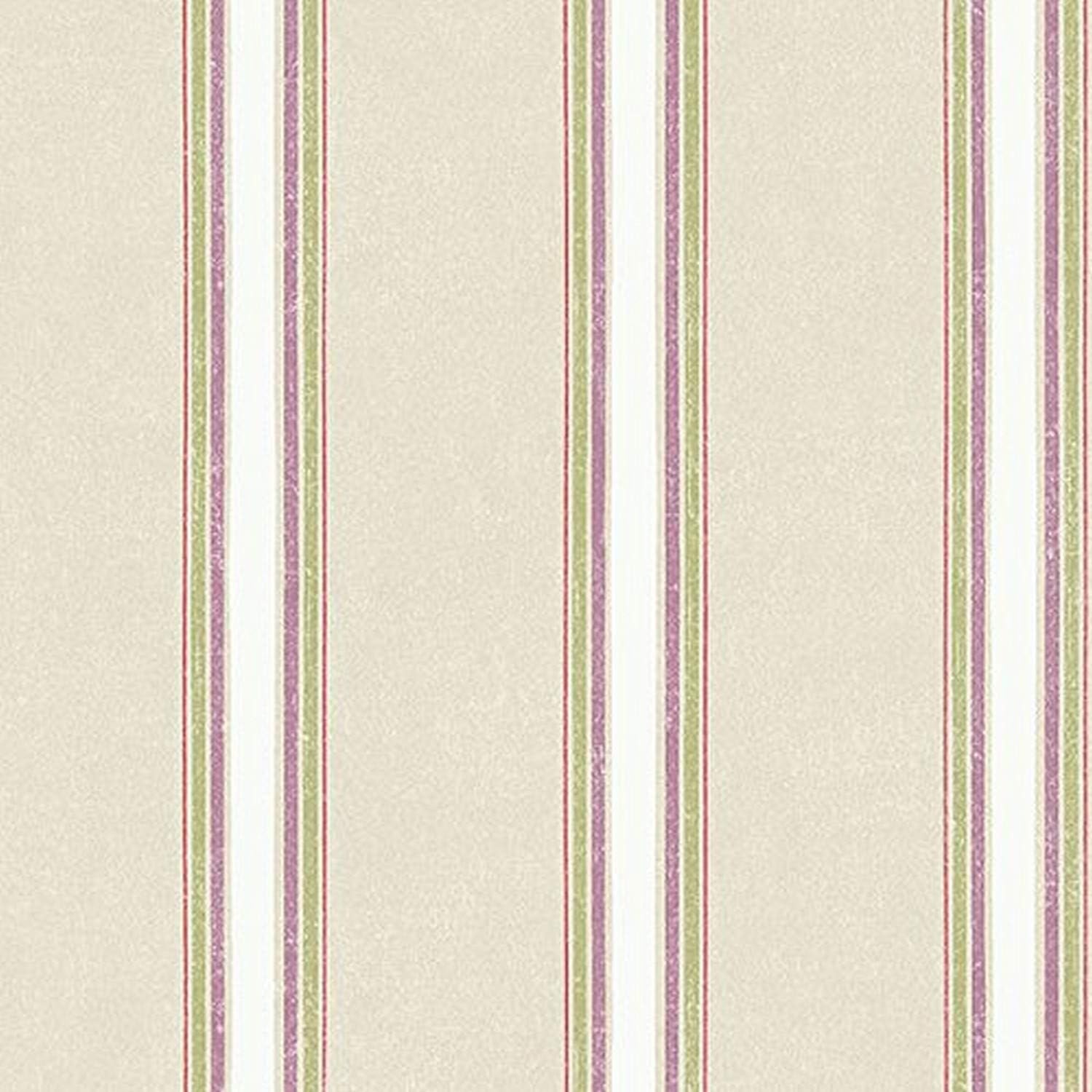 Manhattan comfort NWAB42412 Vernon Series Vinyl Striped Design Large Wallpaper Roll, 20.5" W x 32.7'L, Purple/Beige/Off White/Green/Dusty Rose