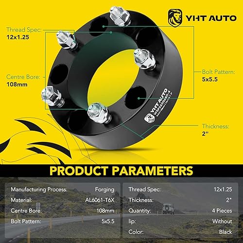 Miniatura 2 de YHTAUTO Espaciadores de rueda de 5 x 5.5 de 2 pulgadas compatibles con Chevrolet, modelos Suzuki, Tracker, Geo Tracker, Vitara espaciadores de