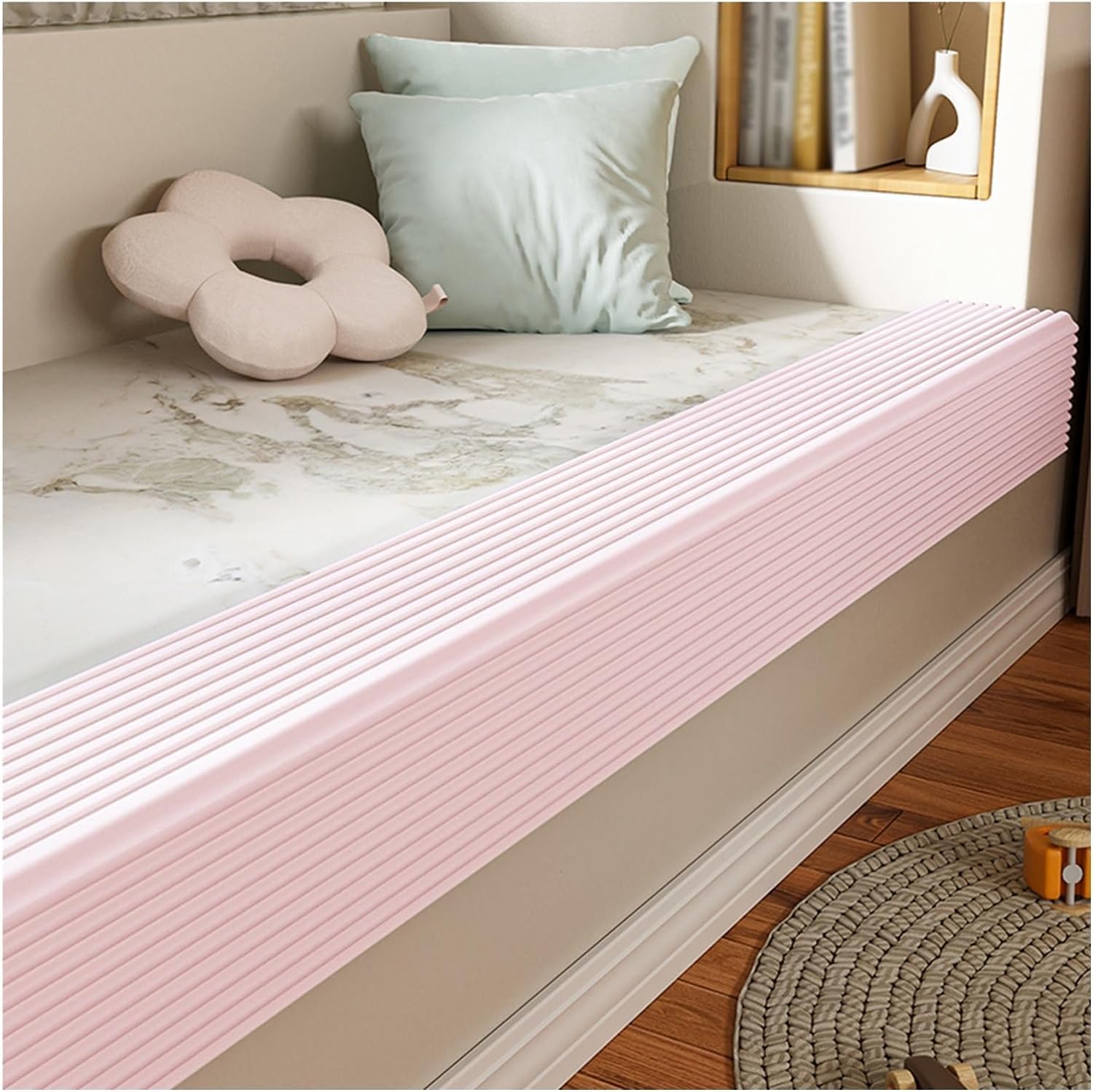 Extra-Wide Foam Garage Wall Protector - 6.5ft Soft Pink Safety Guard with Self-Adhesive Bumpers for Corners, Tables & Stairs - Maximum Impact Protection & Cushioning