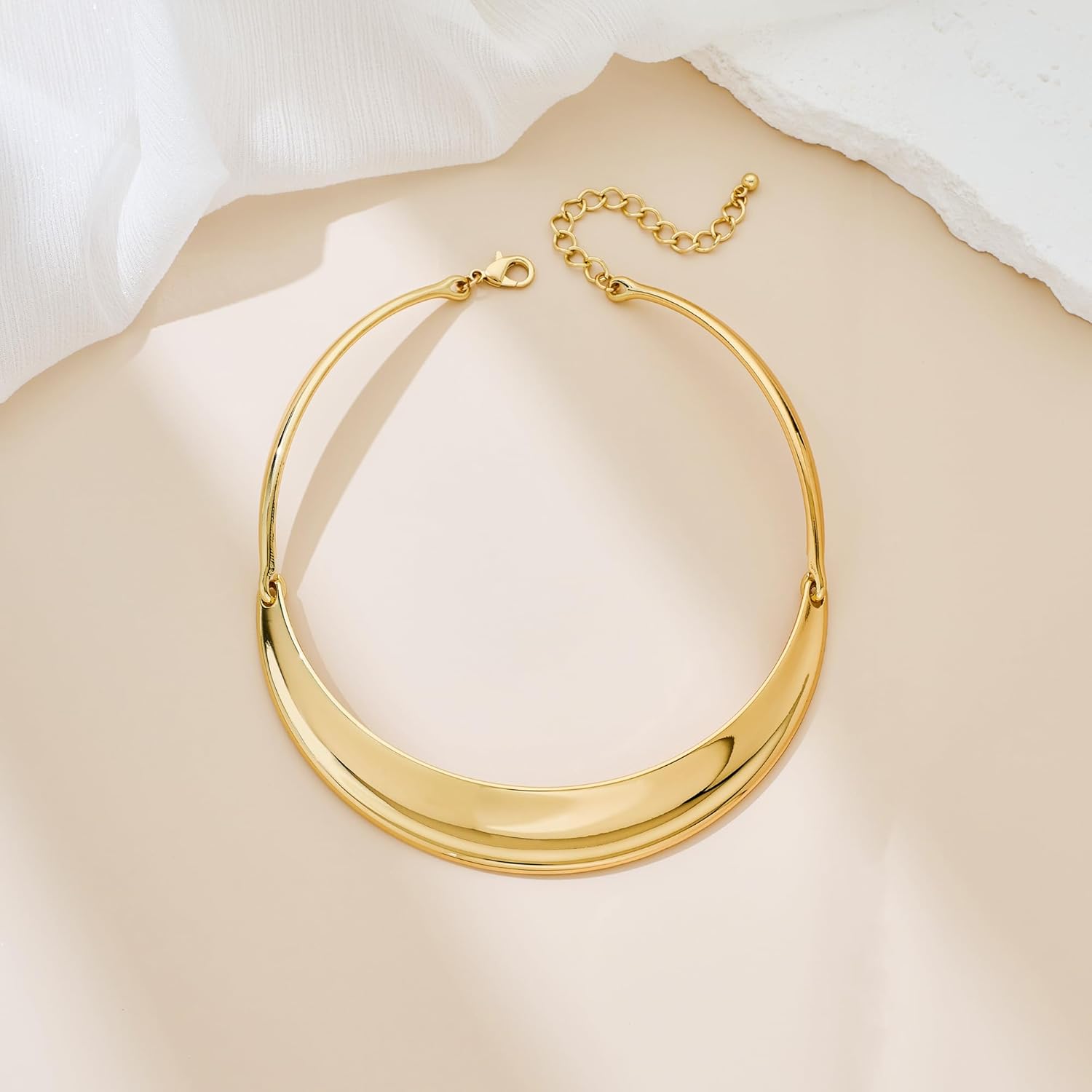 Chunky Gold Choker Collar Necklace for women Trendy Adjustable Gold Choker Necklace Statement Jewelry - Image 2