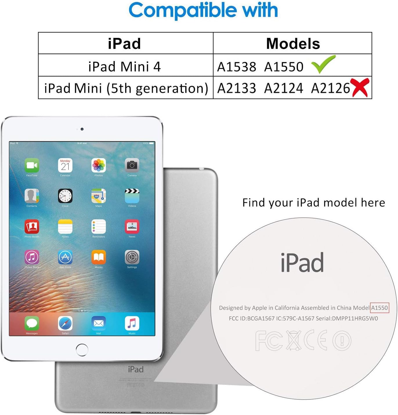 XINKSD Case for Apple iPad Mini 4, Smart Cover with Auto Sleep/Wake, Black