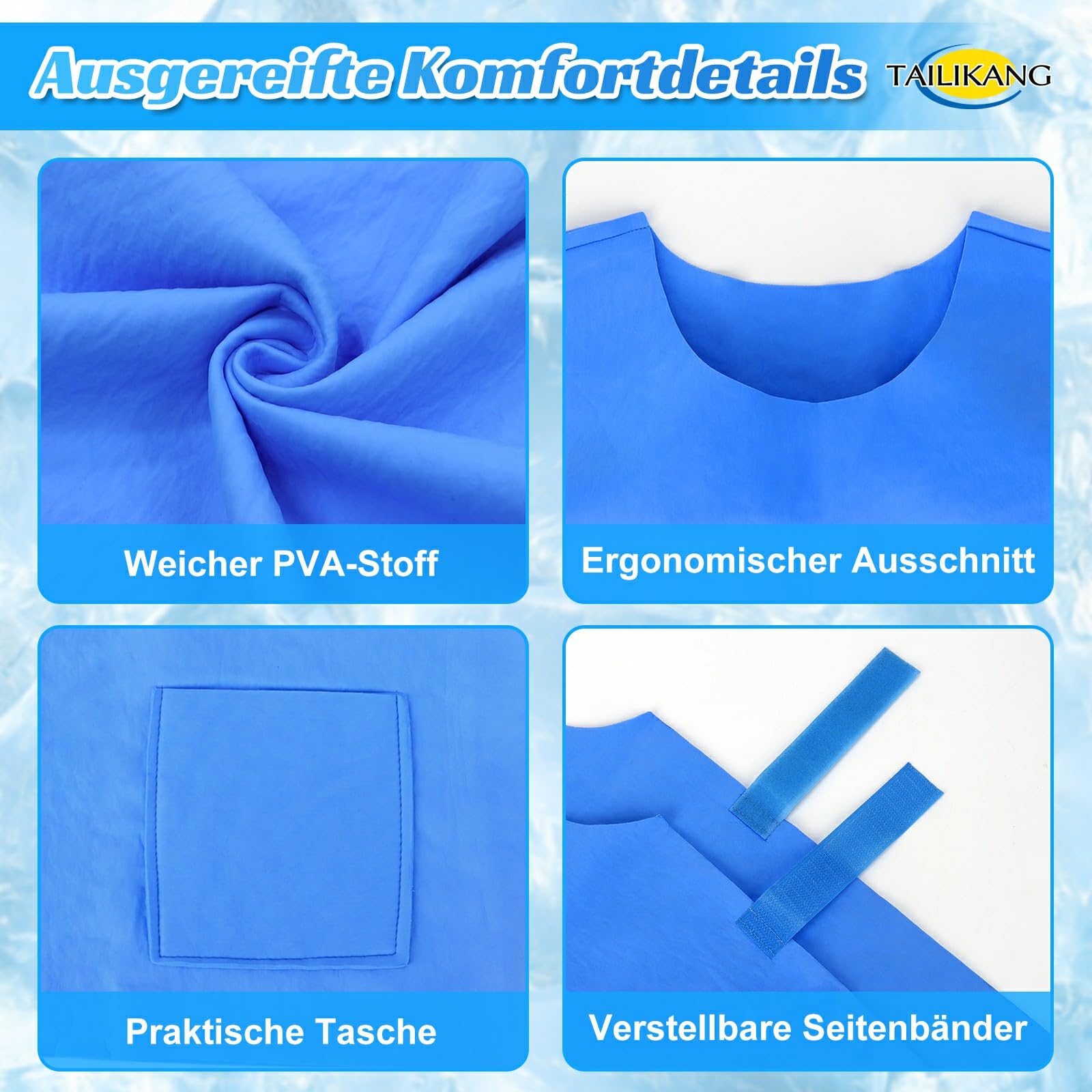 Chaleco de enfriamiento para hombres y mujeres, chaleco fresco evaporativo ajustable, chaleco de hielo reutilizable activado por agua PVA, enfriador corporal ligero para deportes al aire libre y