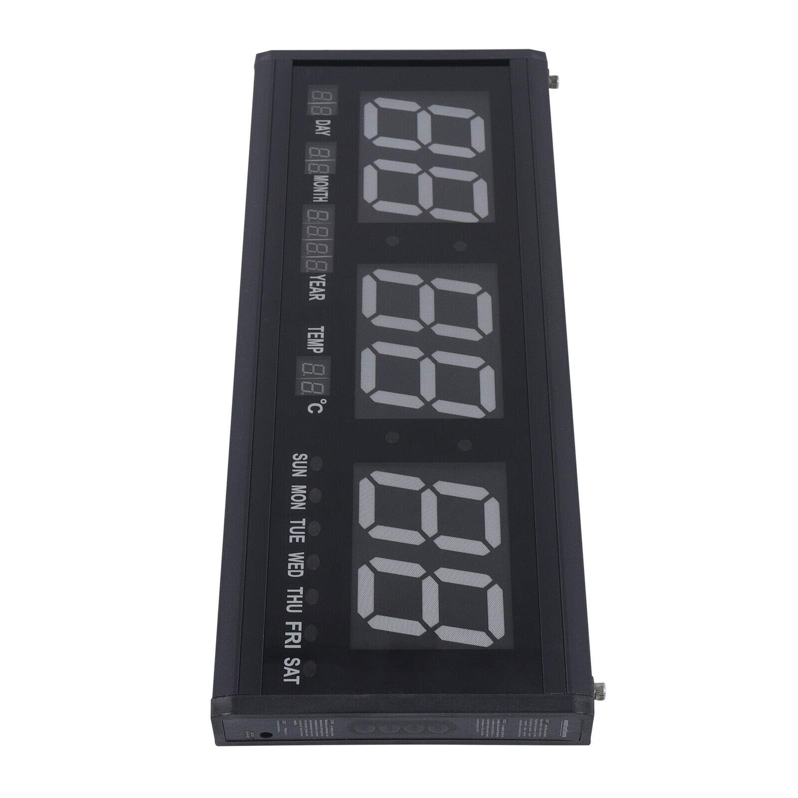 Futchoy - Grande orologio da parete digitale a LED, con temperatura, calendario, 48 x 19 x 3 cm