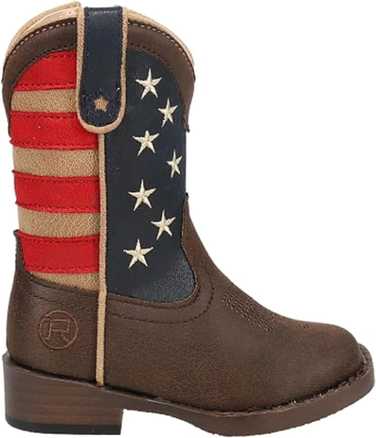 Roper Big Kids’ American Patriot Boot – American Square Toe Boots, Youth Western Boot, Faux Leather TPR Outsole & Padded Insole