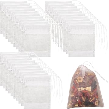 Reusable Tea Infusers - Empty Tea Filter Bags with Drawstring, Non-Woven, 9x10cm, 100 Pcs