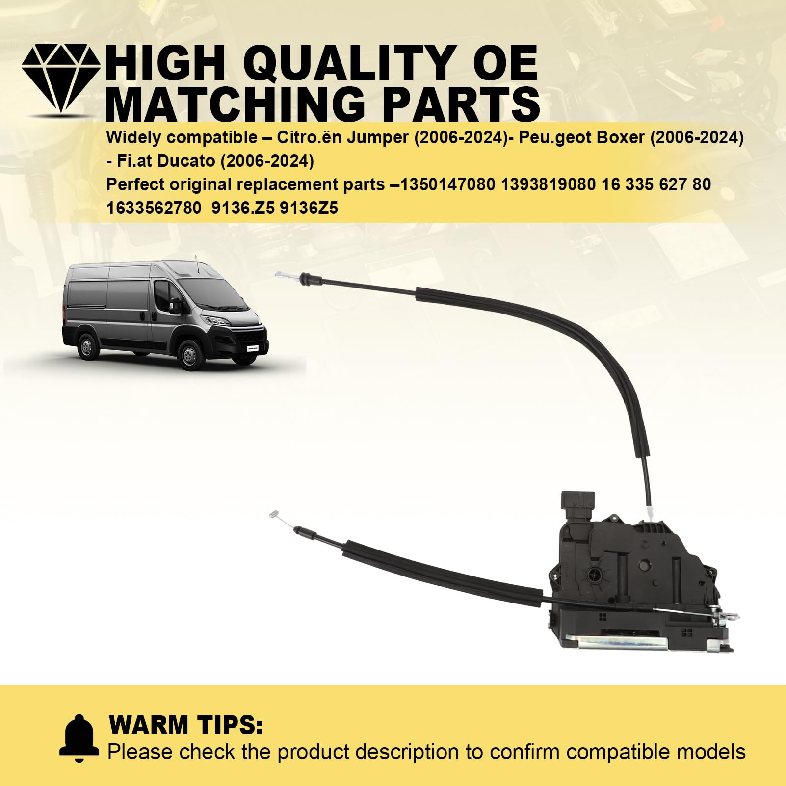 Serrure Électrique Porte Avant Droite Compatible Avec Jumper Boxer Ducato 2006-2024 Équivalent À 1393819080, 9136Z5, Verrou Portière