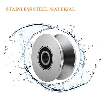 3in V Groove Wheel Stainless Steel Rolling Gate Wheels Slide Gate Wheel Heavy Duty Pulley V Track Roller with Double Bearings Rigid Caster Sliding Door Rollers Replacement