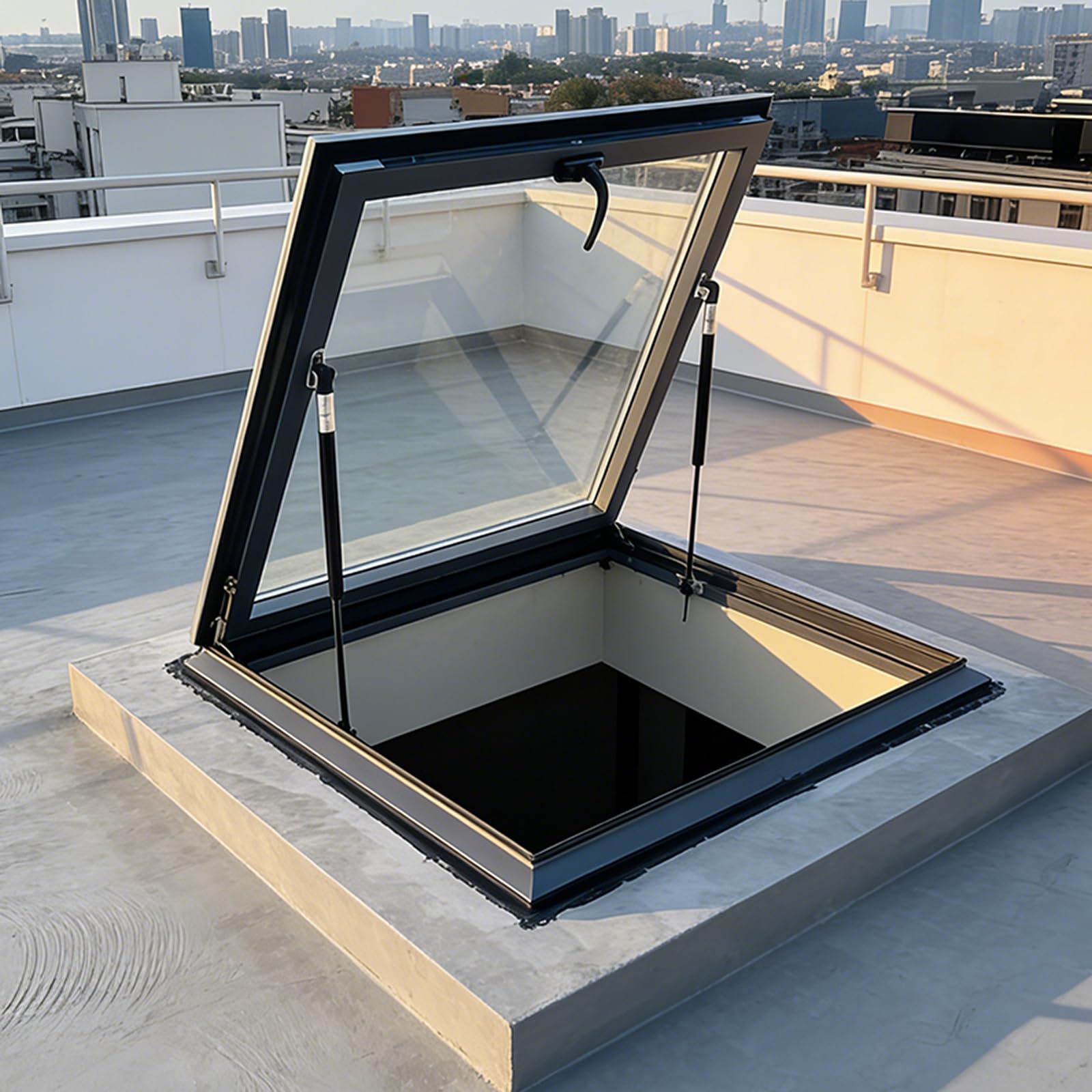 Klerdh Grey Glazed Flat Roof Skylight With Gas Strutsenergy Efficient Roof Window(,Lxw 65 X 95Cm)