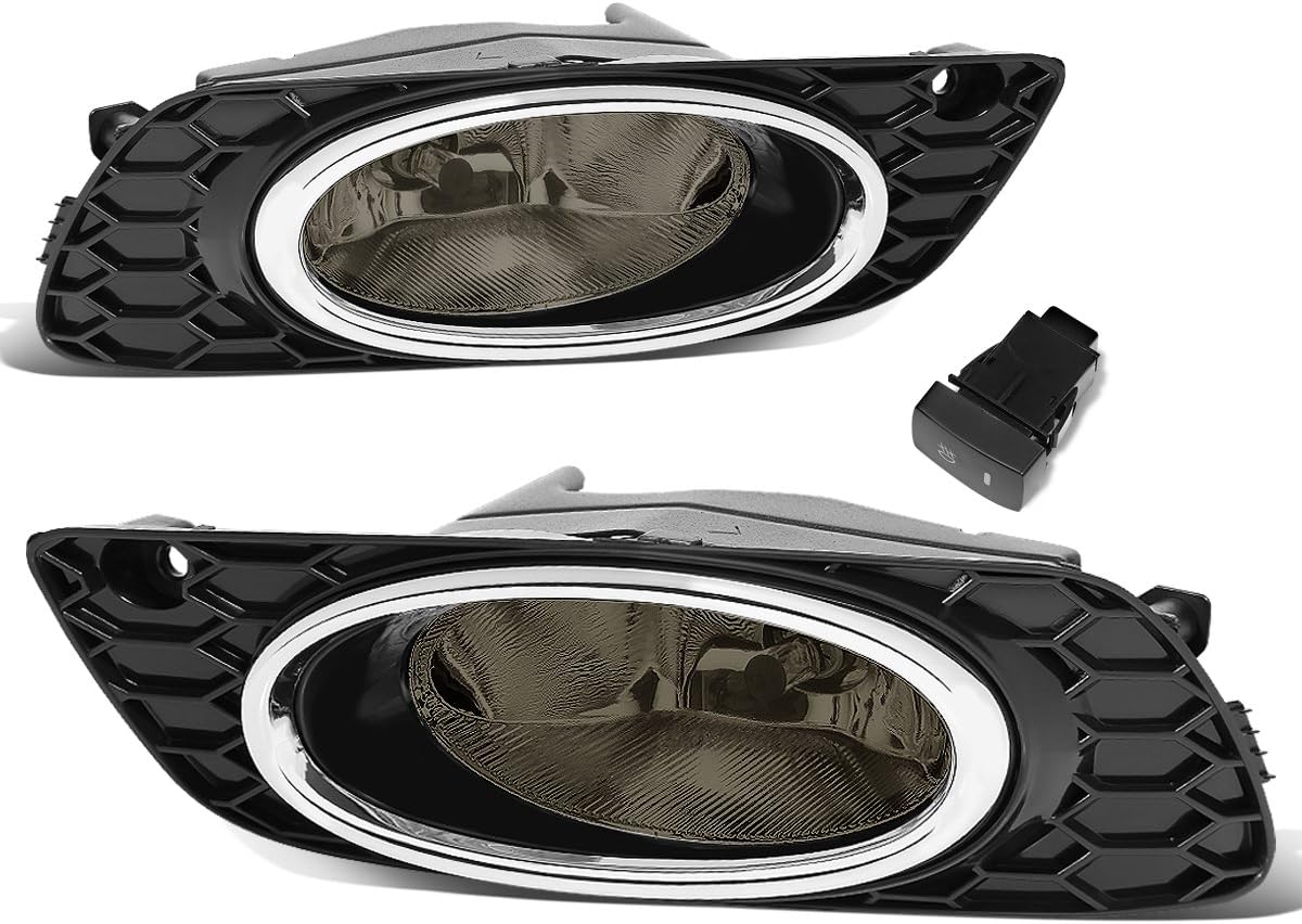 Auto Dynasty Fog Lights Assembly Compatible with 2012 Honda Civic 4-Door Sedan, Bumper Driving Fog Lamp Replacement with Switch, Driver Passenger Side, Smoked Lens